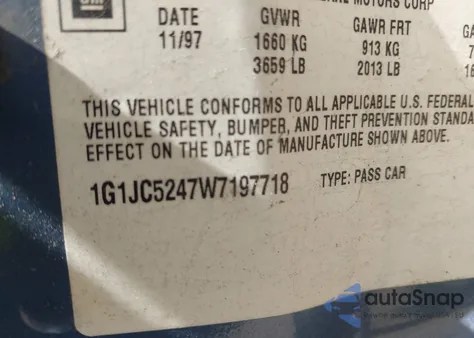 1998 Chevrolet Cavalier from USA, damaged, VIN 1G1JC5247W7197718